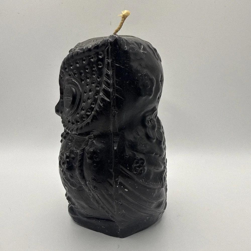 Vintage Black Owl Figural Candle 5.5